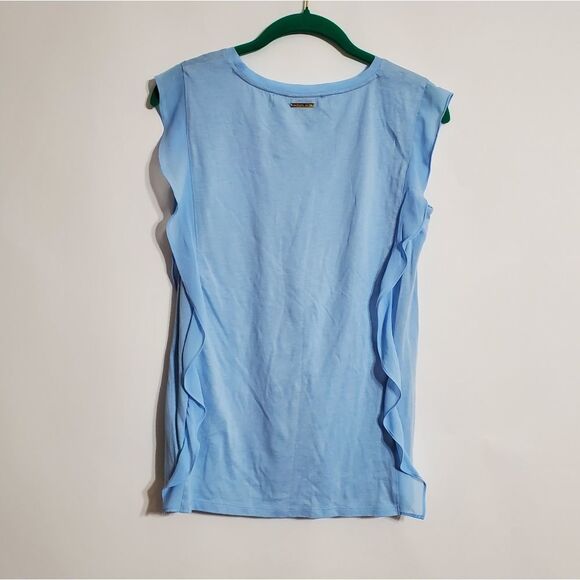 MICHAEL MICHAEL KORS Womens XS light blue tank with sheer ruffles - Picture 2 of 3